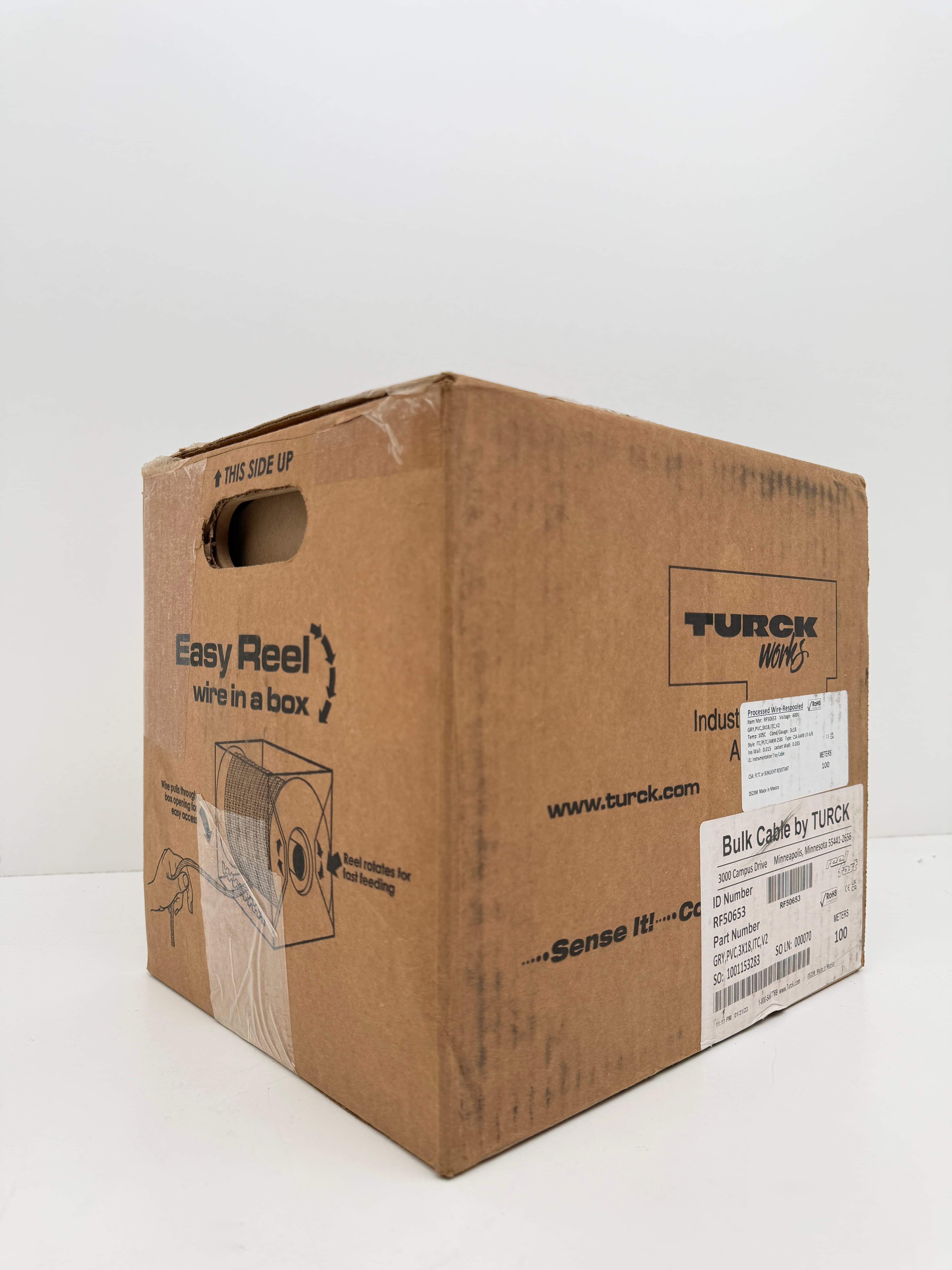 Turck RF50653 Instrumentation Tray Cable 3x18AWG, ITC, PLTC, Gray PVC, 100 Meter